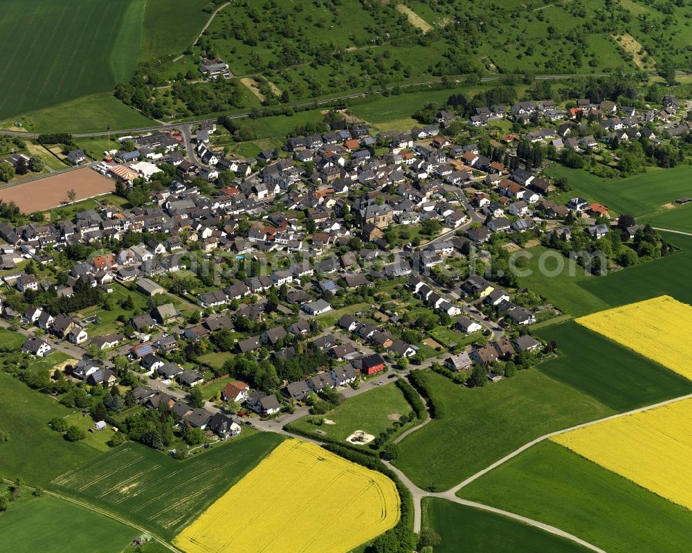 Sinzig from above - View of the Loehndorf part of Sinzig in the state of Rhineland-Palatinate. Loehndorf is surrounded by agriculture and fields and is located on a hill