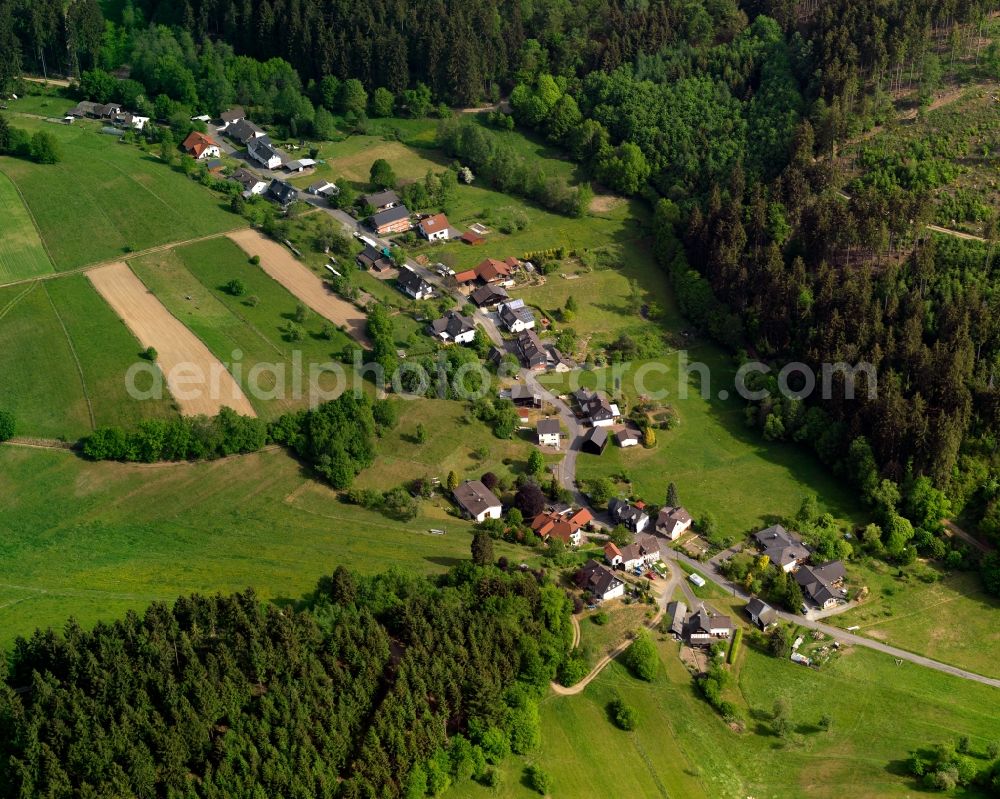 Harbach from the bird's eye view: View of the Locherhof part of Harbach in the state of Rhineland-Palatinate. Locherhof with its residential buildings and farms is located in the borough of Harbach. The village is surrounded by fields, forest and hills