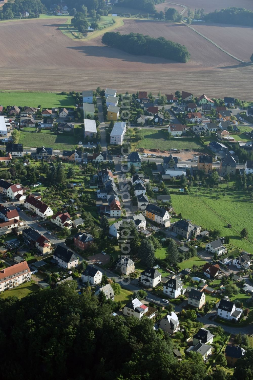 Hohndorf from above - View of the Northwest of Hohndorf in the state of Saxony