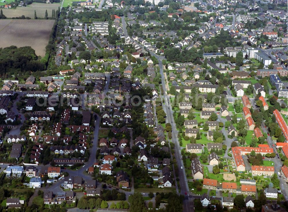 Aerial image Richrath OT Langenfeld - View of the Jahnstrasse and the surrounding residential zone in the southern area of Richrath in the state of North Rhine-Westphalia