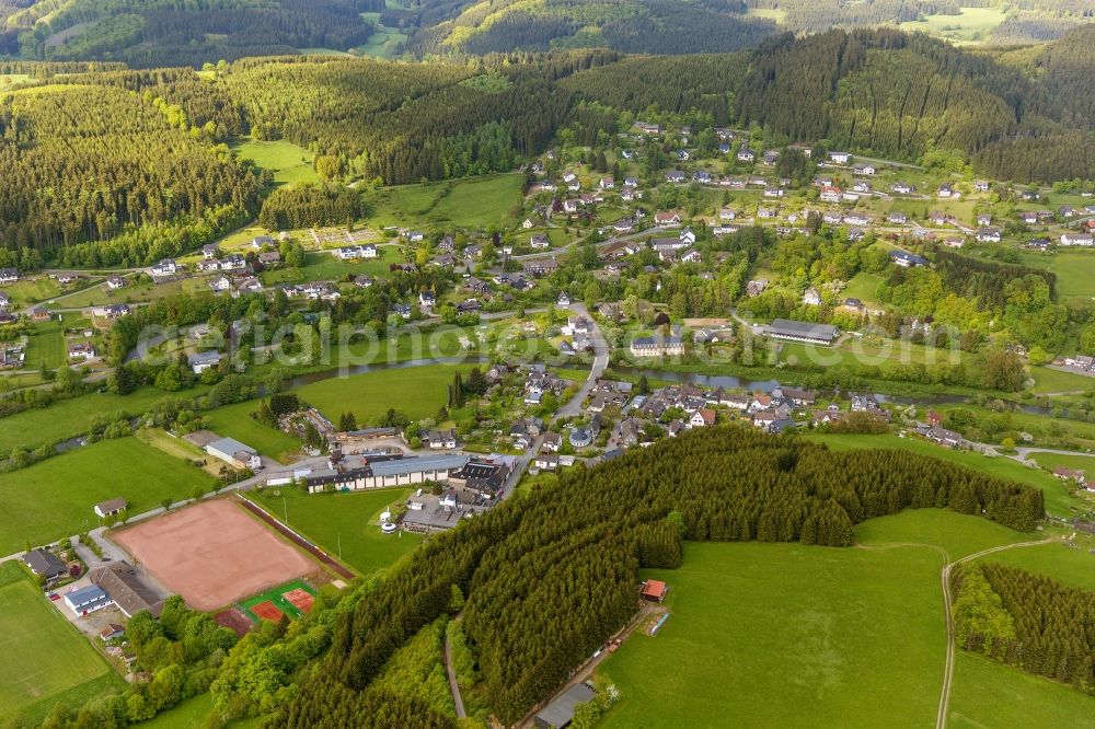 Aerial image Bad Berleburg OT Schwarzenau - District view of Schwarzenau in Bad Berleburg in the state of North Rhine-Westphalia