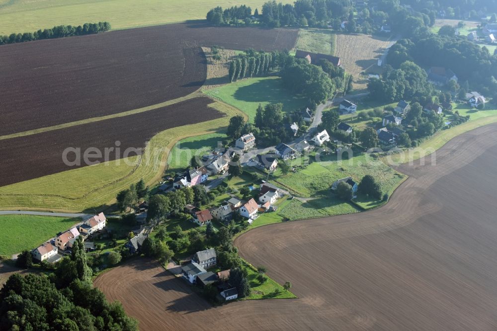 Bernsdorf from the bird's eye view: View of the South of Bernsdorf in the state of Saxony