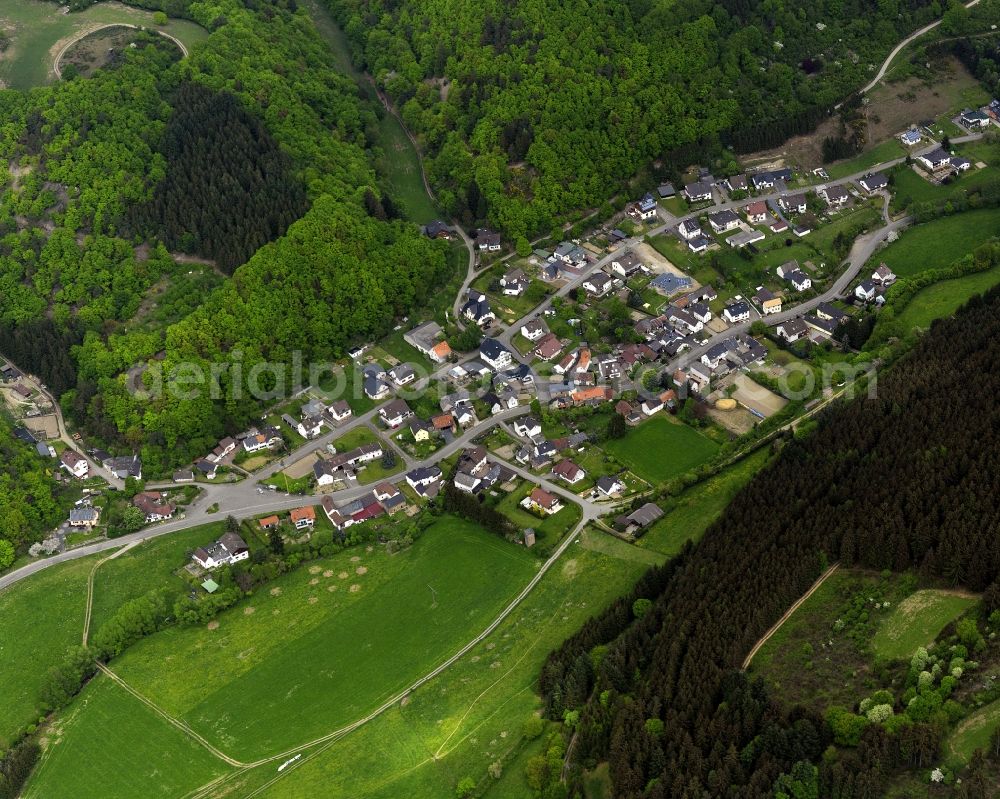 Kesseling from above - View of the Staffel part of the borough of Kesseling in the state of Rhineland-Palatinate. Staffel is one of three parts of the borough which is located on Kesselinger Forest. Staffel is surrounded by forest