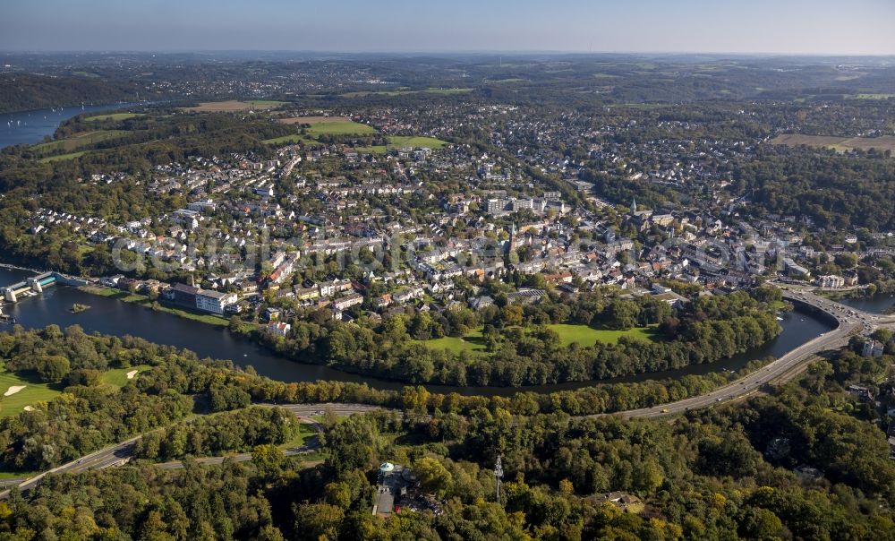 Essen OT Werden from the bird's eye view: District view of Werden in Essen in the state North Rhine-Westphalia