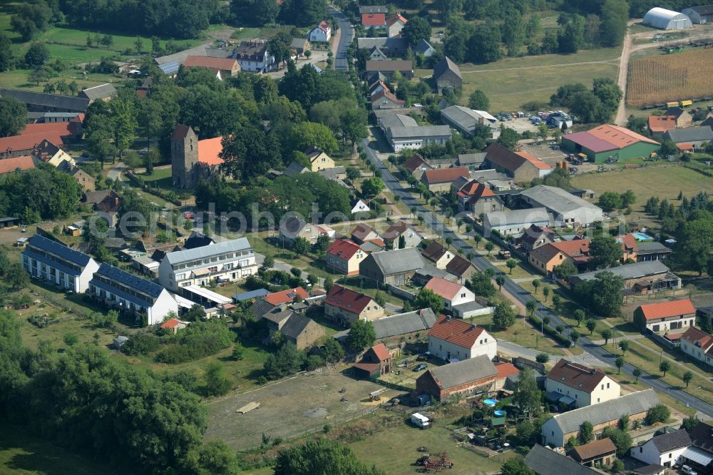 Rehfelde from above - View of the Zinndorf part of Rehfelde in the state of Brandenburg. The village is located in the South of the main village of the borough in the county district of Maerkisch-Oderland