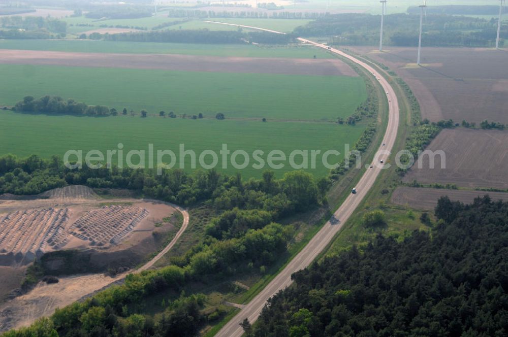 Aerial image BEESKOW - Blick auf die Ortsumfahrung der Bundesstrasse B 87 bei Beeskow. Landesbetrieb Straßenwesen Brandenburg (