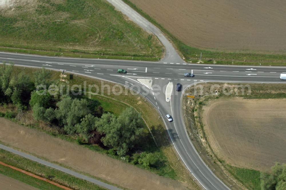 Aerial image KÜSTRIN - Blick auf die Ortsumfahrung der Bundesstrasse B 1 bei Küstrin bis zum Grenzübergang über die Oder. Landesbetrieb Straßenwesen Brandenburg (