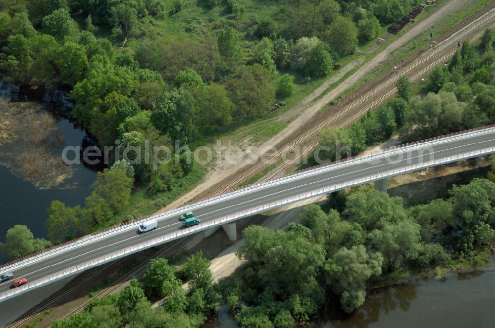 Aerial image KÜSTRIN - Blick auf die Ortsumfahrung der Bundesstrasse B 1 bei Küstrin bis zum Grenzübergang über die Oder. Landesbetrieb Straßenwesen Brandenburg (