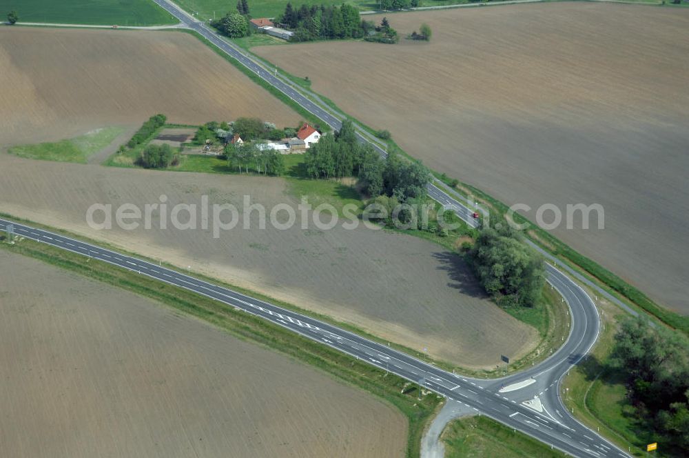 Aerial image KÜSTRIN - Blick auf die Ortsumfahrung der Bundesstrasse B 1 bei Küstrin bis zum Grenzübergang über die Oder. Landesbetrieb Straßenwesen Brandenburg (