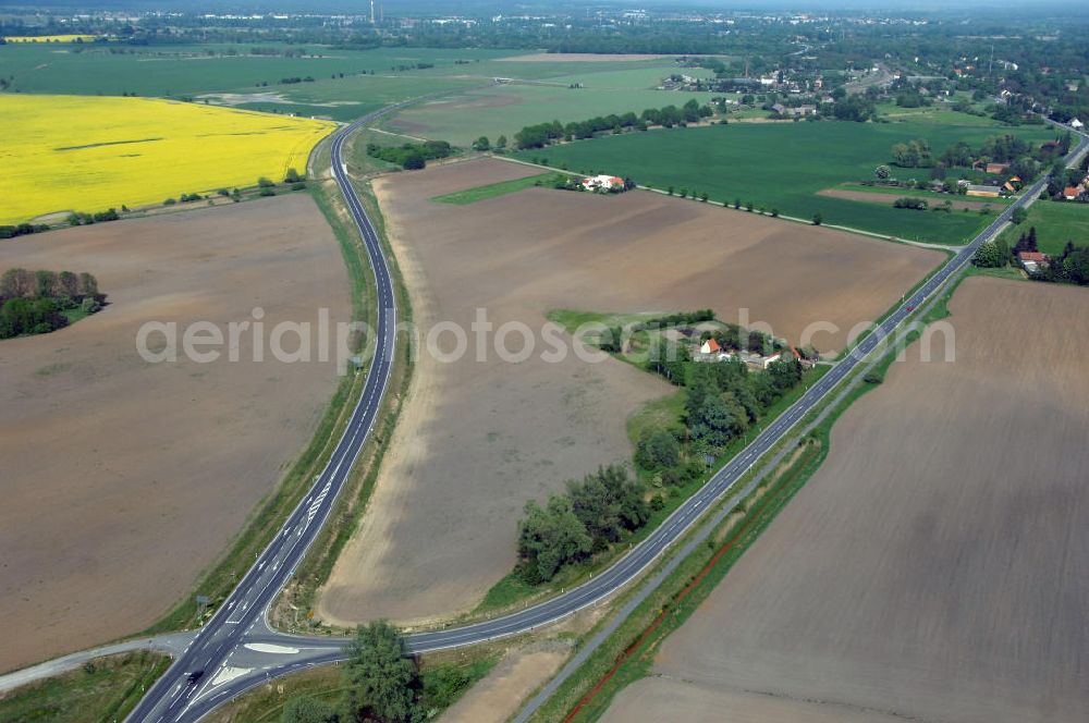 Aerial photograph KÜSTRIN - Blick auf die Ortsumfahrung der Bundesstrasse B 1 bei Küstrin bis zum Grenzübergang über die Oder. Landesbetrieb Straßenwesen Brandenburg (