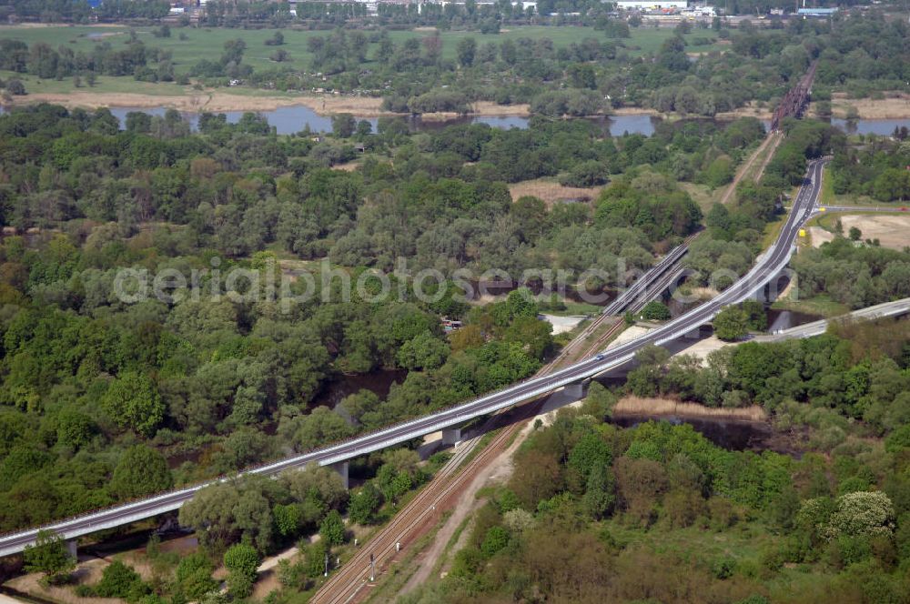 Aerial image KÜSTRIN - Blick auf die Ortsumfahrung der Bundesstrasse B 1 bei Küstrin bis zum Grenzübergang über die Oder. Landesbetrieb Straßenwesen Brandenburg (