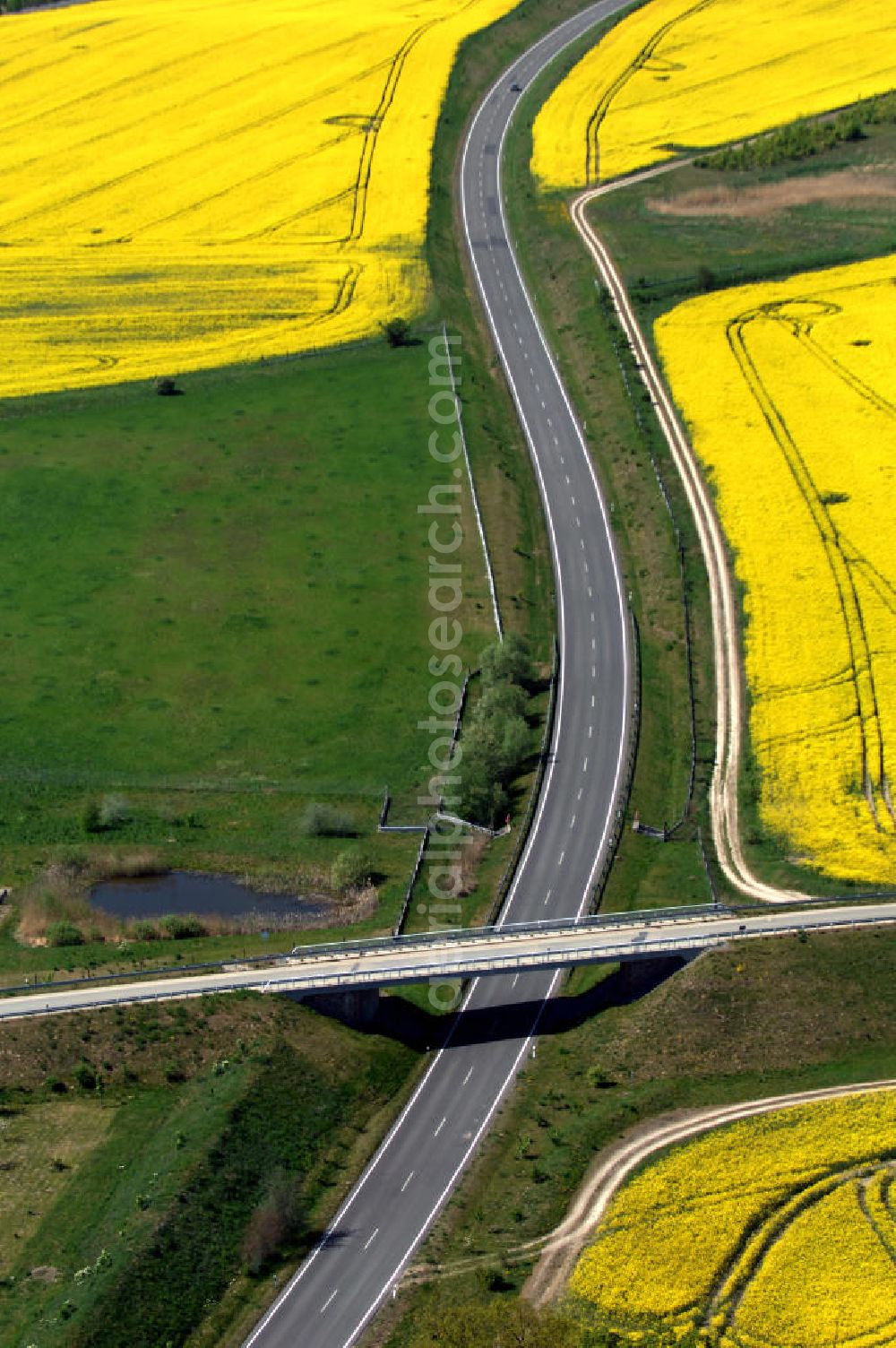 GRAMZOW from above - Blick auf die Ortsumfahrung der Bundesstrasse B 166 nördlich von Gramzow im nördlichen Brandenburg. Landesbetrieb Straßenwesen Brandenburg (