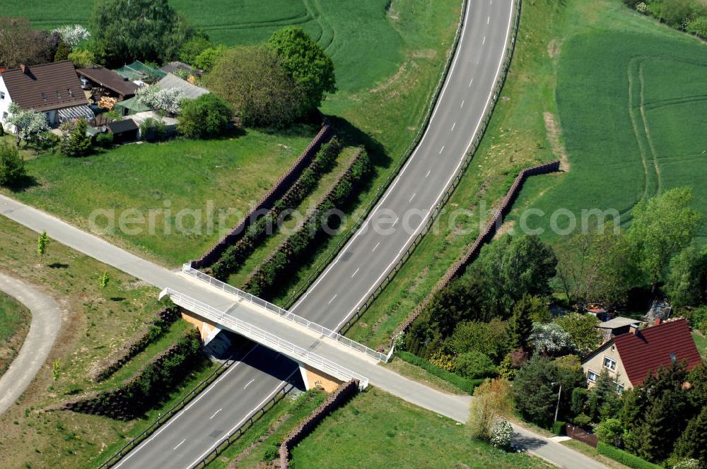 GRAMZOW from above - Blick auf die Ortsumfahrung der Bundesstrasse B 166 nördlich von Gramzow im nördlichen Brandenburg. Landesbetrieb Straßenwesen Brandenburg (