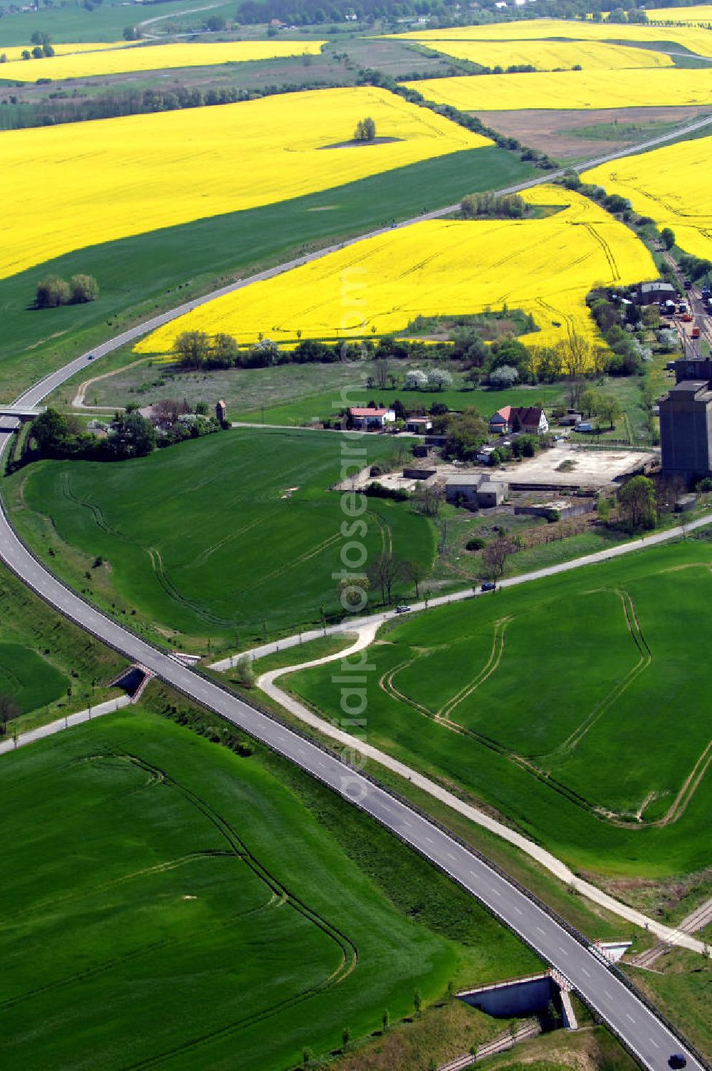 GRAMZOW from the bird's eye view: Blick auf die Ortsumfahrung der Bundesstrasse B 166 nördlich von Gramzow im nördlichen Brandenburg. Landesbetrieb Straßenwesen Brandenburg (