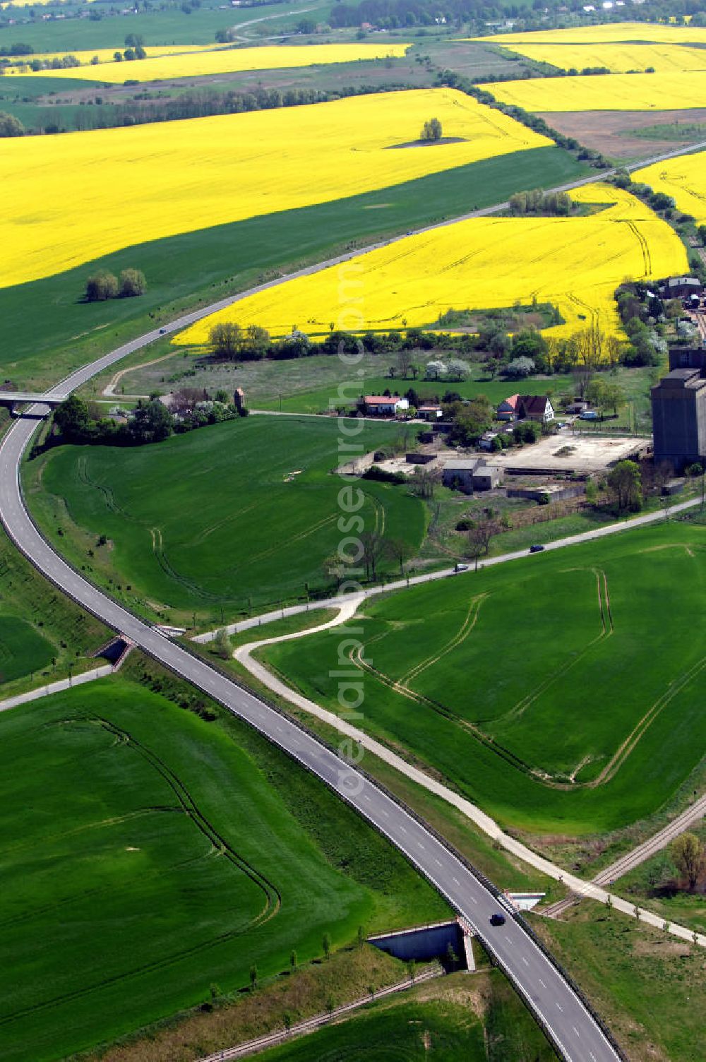 Aerial image GRAMZOW - Blick auf die Ortsumfahrung der Bundesstrasse B 166 nördlich von Gramzow im nördlichen Brandenburg. Landesbetrieb Straßenwesen Brandenburg (