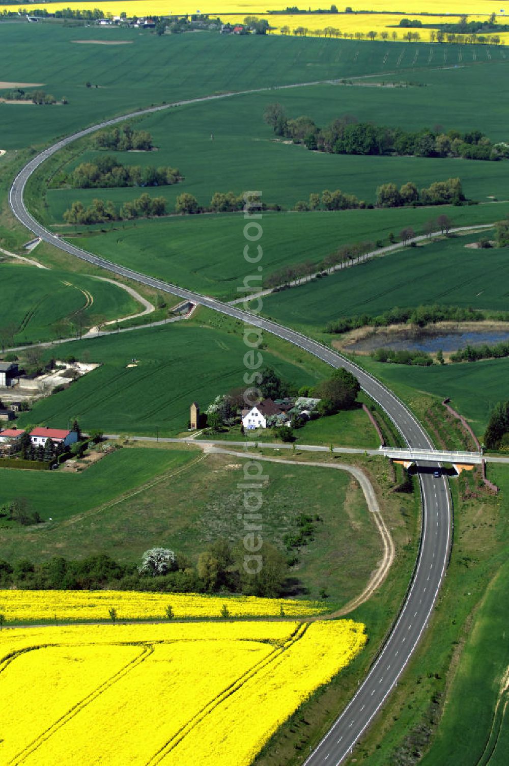 Aerial photograph GRAMZOW - Blick auf die Ortsumfahrung der Bundesstrasse B 166 nördlich von Gramzow im nördlichen Brandenburg. Landesbetrieb Straßenwesen Brandenburg (