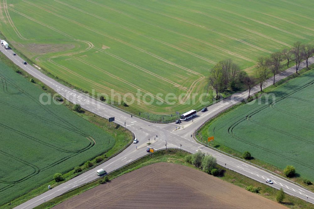 Aerial image MÜNCHEBERG - Blick auf die Ortsumfahrung der Bundesstrasse B 1 südlich von Müncheberg. Landesbetrieb Straßenwesen Brandenburg (