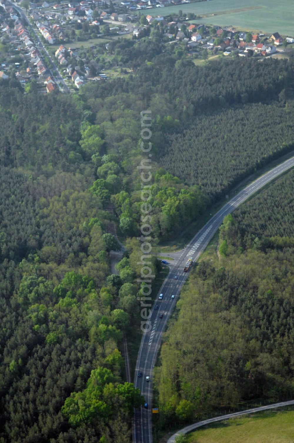 Aerial image FÜRSTENWALDE - Blick auf die Ortsumfahrung der Bundesstrasse B 168 östlich von Fürstenwalde. Landesbetrieb Straßenwesen Brandenburg (