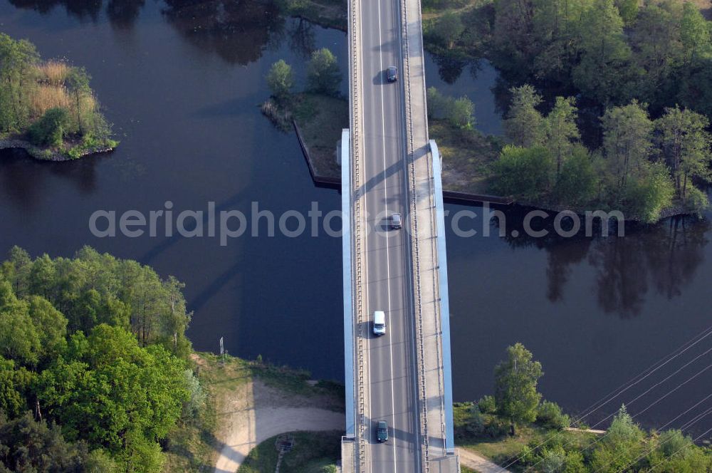 FÜRSTENWALDE from the bird's eye view: Blick auf die Ortsumfahrung der Bundesstrasse B 168 östlich von Fürstenwalde. Landesbetrieb Straßenwesen Brandenburg (