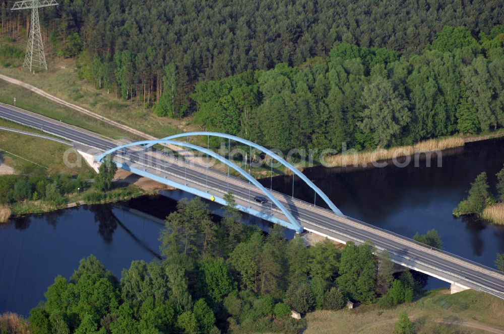 FÜRSTENWALDE from above - Blick auf die Ortsumfahrung der Bundesstrasse B 168 östlich von Fürstenwalde. Landesbetrieb Straßenwesen Brandenburg (