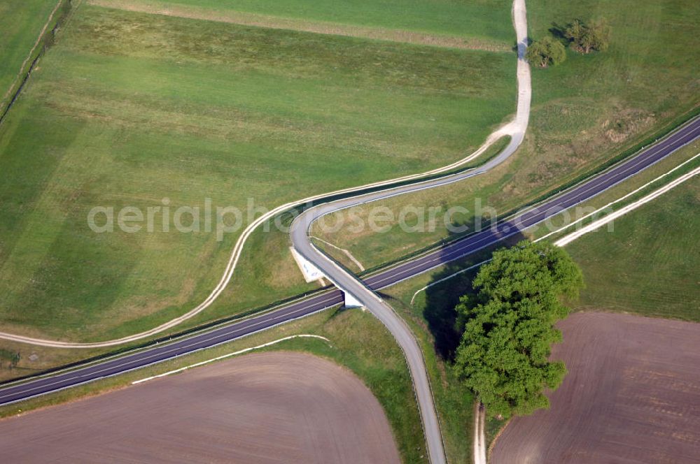 FÜRSTENWALDE from the bird's eye view: Blick auf die Ortsumfahrung der Bundesstrasse B 168 östlich von Fürstenwalde. Landesbetrieb Straßenwesen Brandenburg (