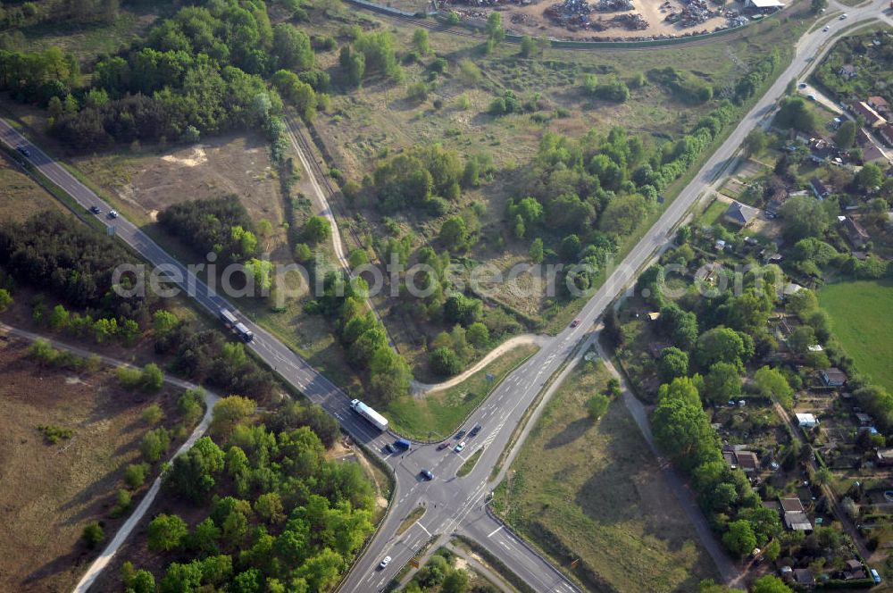 Aerial image FÜRSTENWALDE - Blick auf die Ortsumfahrung der Bundesstrasse B 168 östlich von Fürstenwalde. Landesbetrieb Straßenwesen Brandenburg (