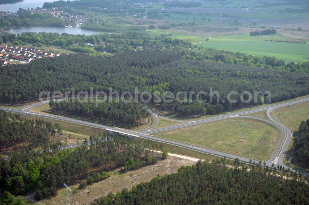 Aerial photograph MÜLLROSE - Blick auf die Ortsumfahrung der Bundesstrasse B 87 westlich von Müllrose. Landesbetrieb Straßenwesen Brandenburg (