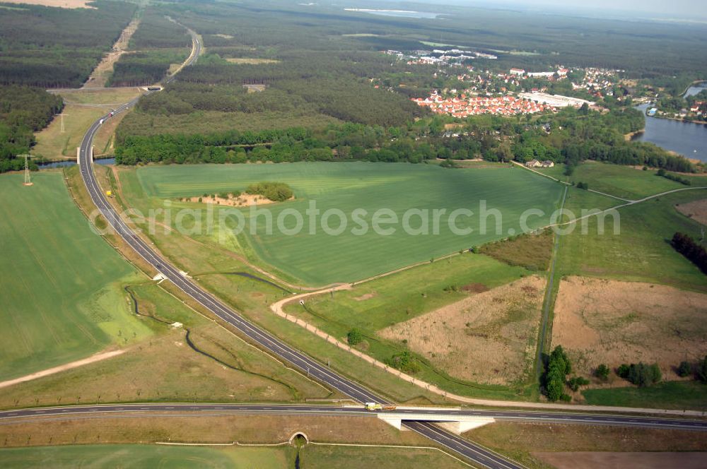 Aerial image MÜLLROSE - Blick auf die Ortsumfahrung der Bundesstrasse B 87 westlich von Müllrose. Landesbetrieb Straßenwesen Brandenburg (