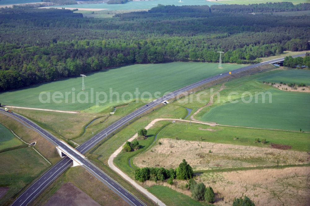 Aerial photograph MÜLLROSE - Blick auf die Ortsumfahrung der Bundesstrasse B 87 westlich von Müllrose. Landesbetrieb Straßenwesen Brandenburg (