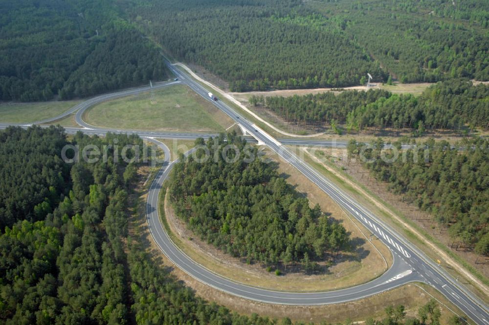 Aerial photograph MÜLLROSE - Blick auf die Ortsumfahrung der Bundesstrasse B 87 westlich von Müllrose. Landesbetrieb Straßenwesen Brandenburg (