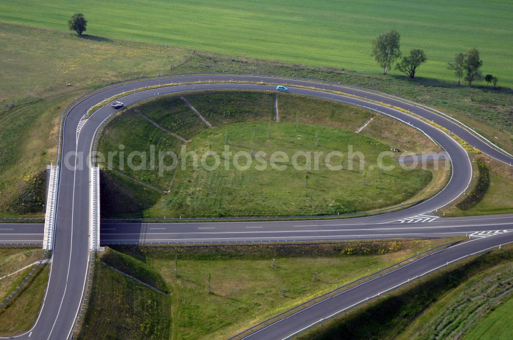 MÜLLROSE from above - Blick auf die Ortsumfahrung der Bundesstrasse B 87 westlich von Müllrose. Landesbetrieb Straßenwesen Brandenburg (