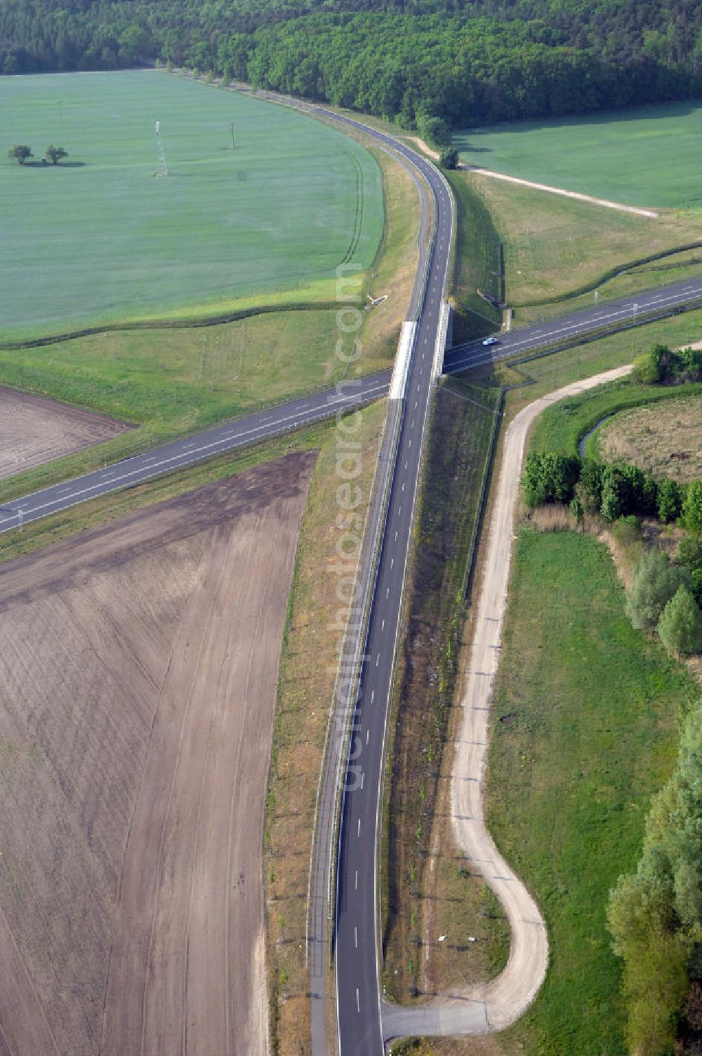 Aerial image MÜLLROSE - Blick auf die Ortsumfahrung der Bundesstrasse B 87 westlich von Müllrose. Landesbetrieb Straßenwesen Brandenburg (