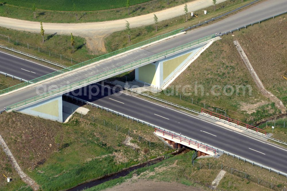 Aerial image SEELOW - Blick auf die Ortsumfahrung der Bundesstrasse B 1 westlich von Seelow. Landesbetrieb Straßenwesen Brandenburg (