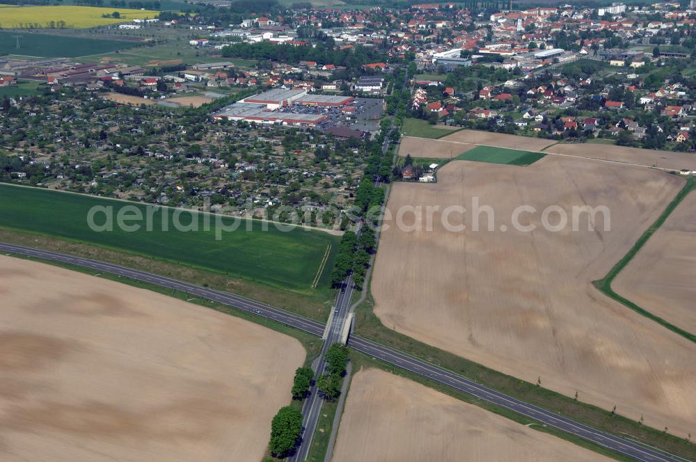 Aerial image SEELOW - Blick auf die Ortsumfahrung der Bundesstrasse B 1 westlich von Seelow. Landesbetrieb Straßenwesen Brandenburg (