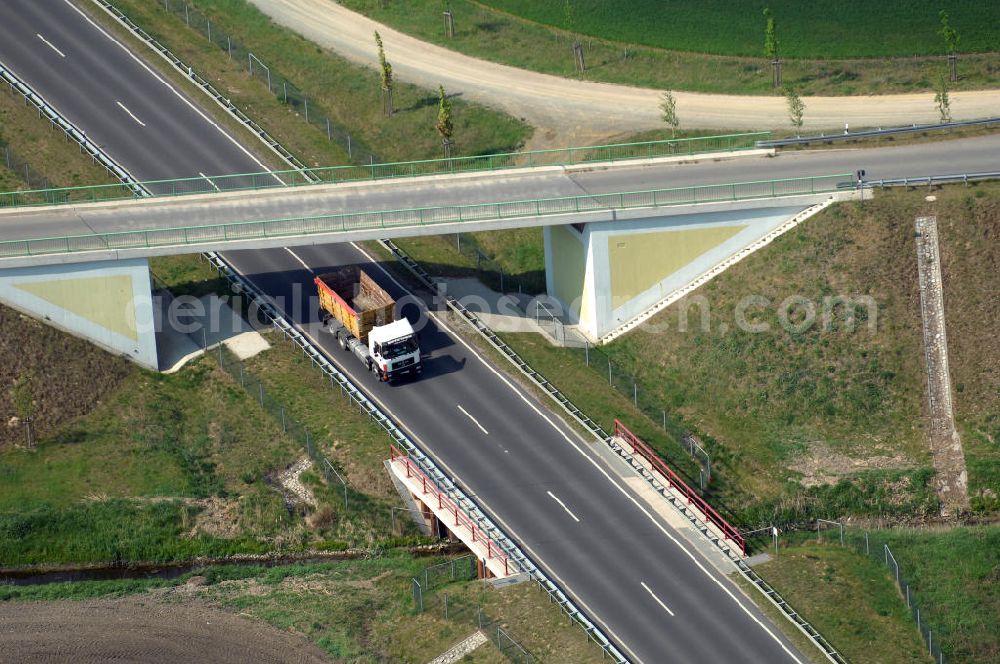 SEELOW from above - Blick auf die Ortsumfahrung der Bundesstrasse B 1 westlich von Seelow. Landesbetrieb Straßenwesen Brandenburg (