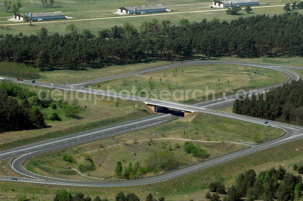 WRIETZEN from the bird's eye view: Blick auf die Ortsumfahrung B 167 im südlichen Ortsbereich von Wriezen. Landesbetrieb Straßenwesen Brandenburg (