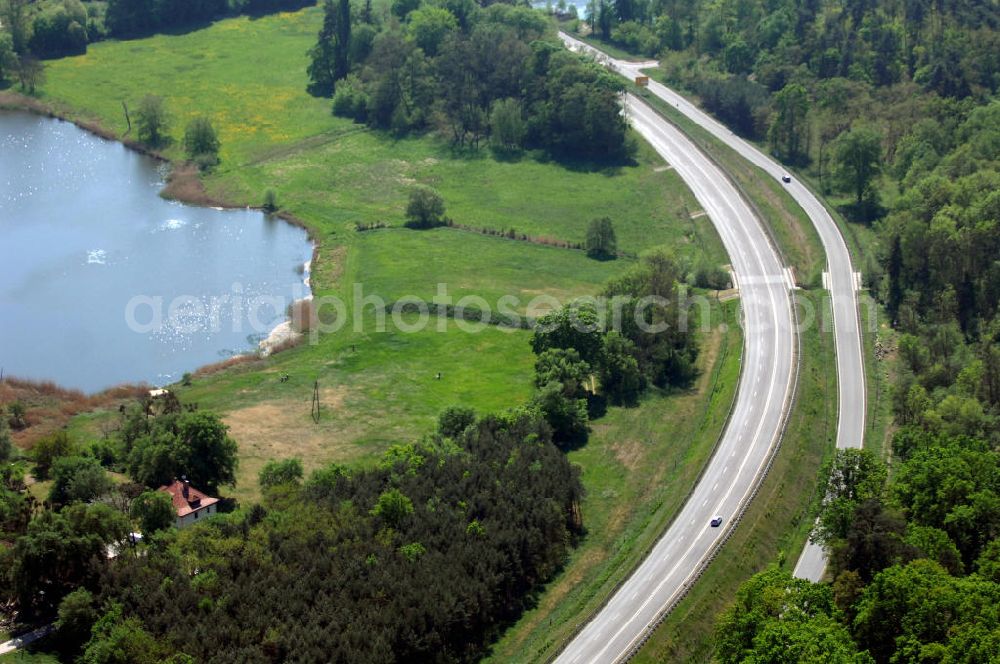 Aerial image WRIETZEN - Blick auf die Ortsumfahrung B 167 im südlichen Ortsbereich von Wriezen. Landesbetrieb Straßenwesen Brandenburg (