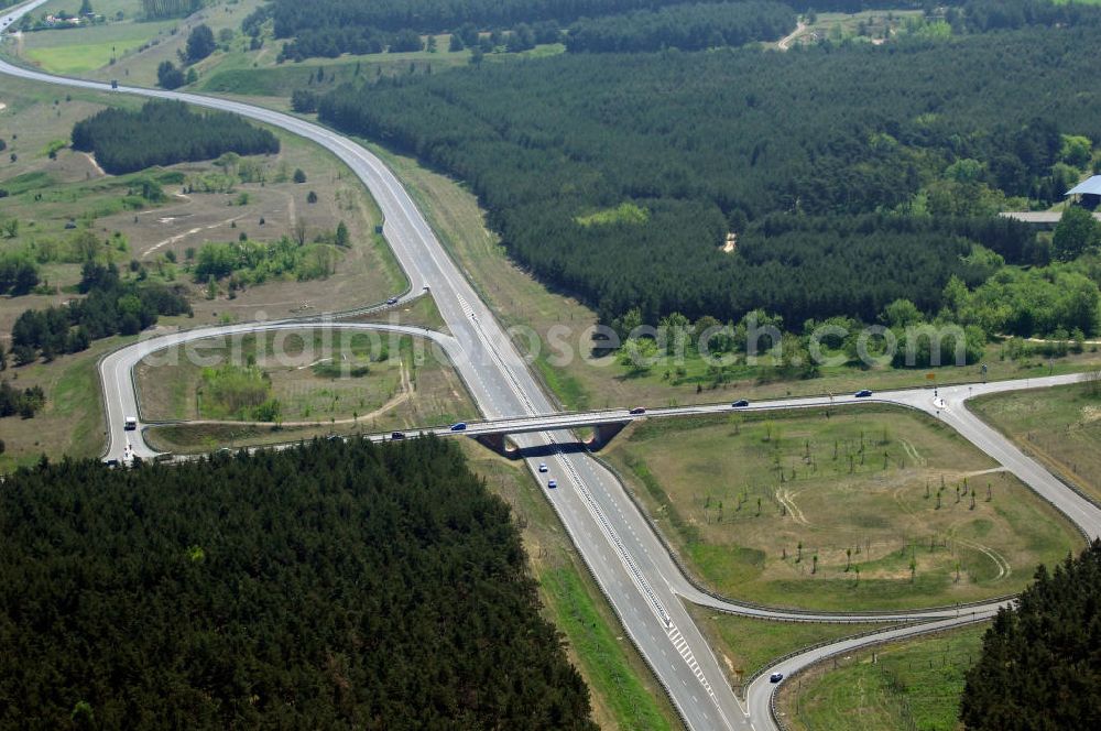 Aerial image WRIETZEN - Blick auf die Ortsumfahrung B 167 im südlichen Ortsbereich von Wriezen. Landesbetrieb Straßenwesen Brandenburg (