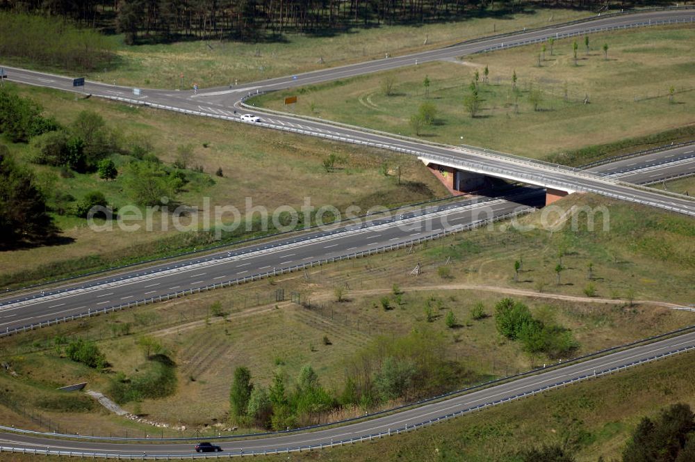 WRIETZEN from above - Blick auf die Ortsumfahrung B 167 im südlichen Ortsbereich von Wriezen. Landesbetrieb Straßenwesen Brandenburg (