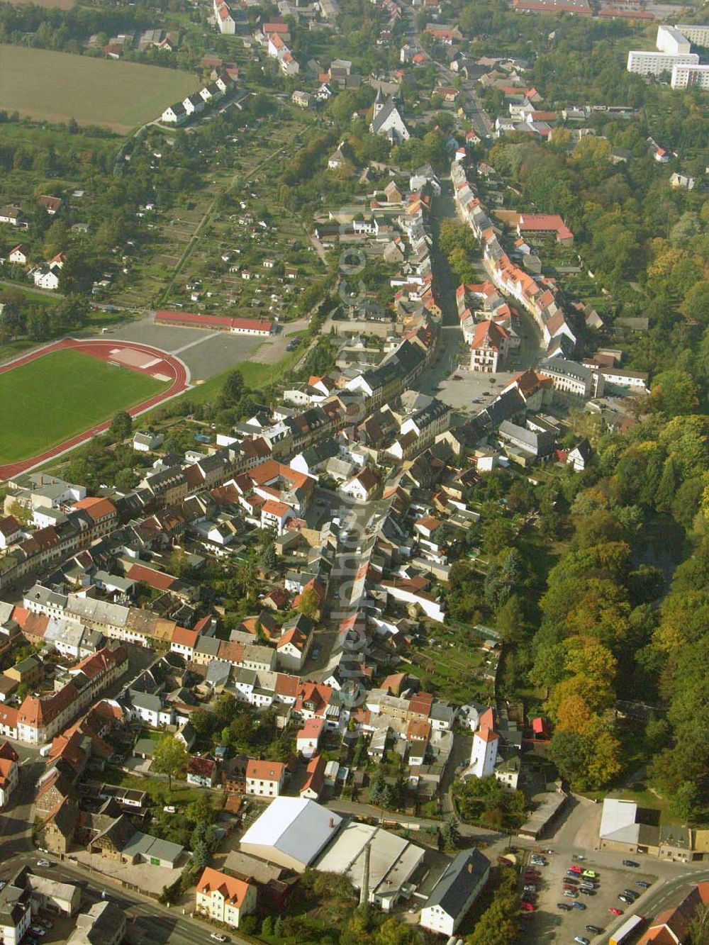 Geithain from the bird's eye view: Blick auf das Ortszentrum von Geithain