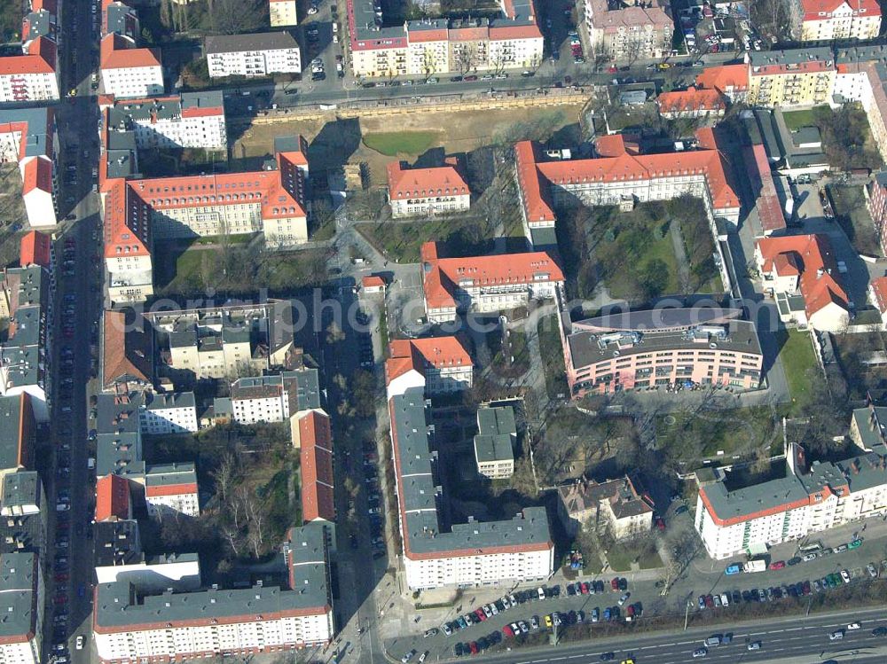 Aerial photograph Berlin Lichtenberg - Erweiterungsbaustelle des Oskar-Ziethen-Krankenhauses an der Fanningerstraße in Berlin Lichtenberg