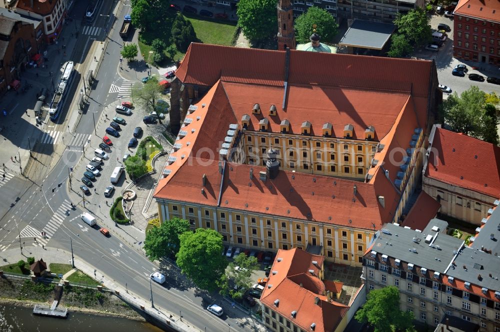 WROCLAW - BRESLAU from the bird's eye view: The National Ossolinski Institute in the old town of Wroclaw in the Voivodship Lower Silesia in Poland