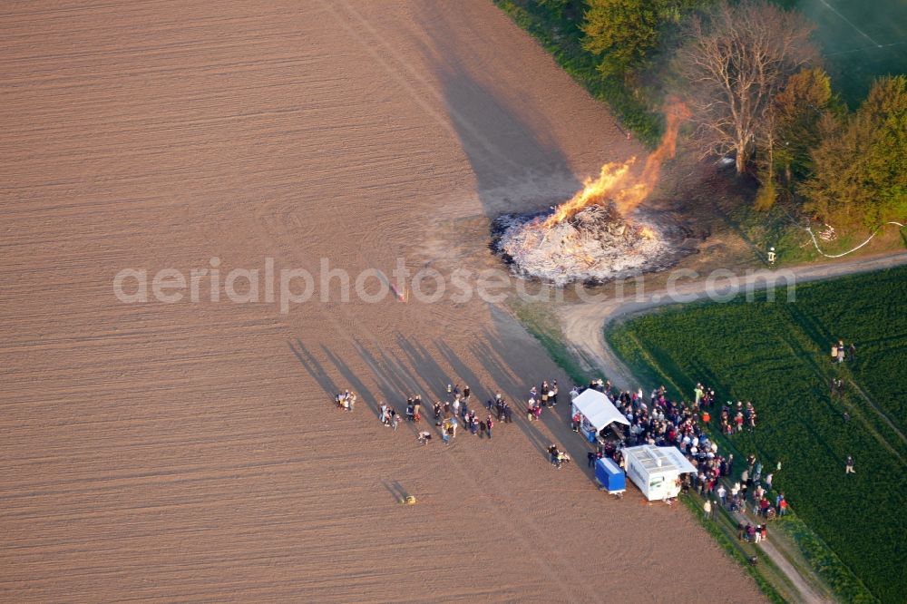 Friedland from above - Easter Fire in Friedland in the state Lower Saxony, Germany