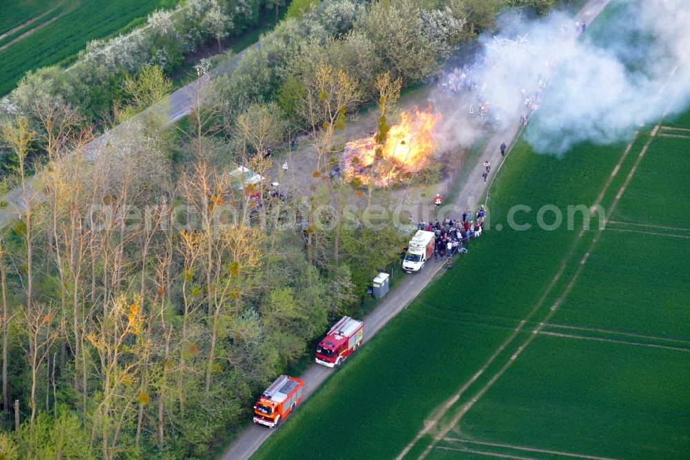 Göttingen from the bird's eye view: Easter Fire in Goettingen in the state Lower Saxony, Germany