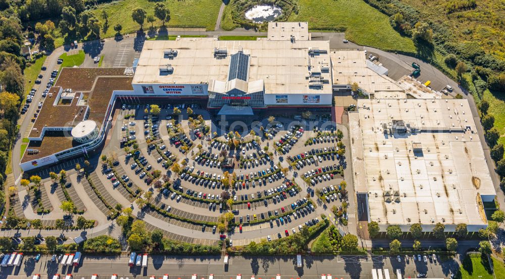 Aerial image Witten - OSTERMANN Einrichtungs-Centrum Witten on Fredi-Ostermann-Strasse with parking and storage space for automobiles in Witten in the state North Rhine-Westphalia