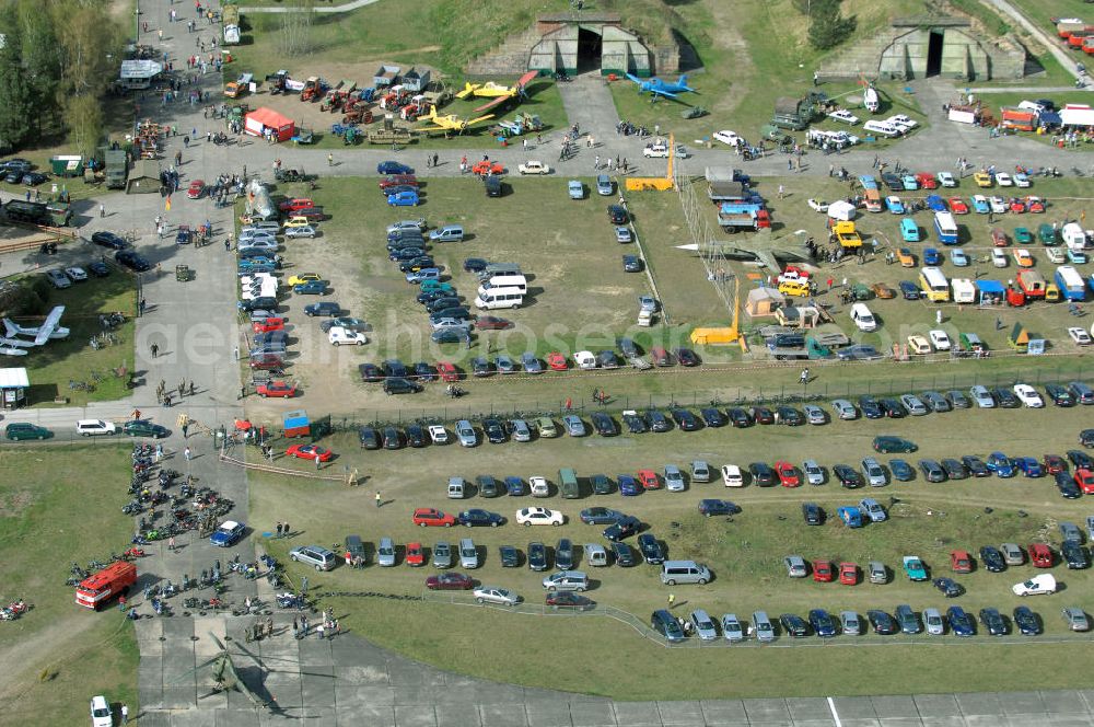 Finow from the bird's eye view: Ostfahrzeugtreffen von Awo - Zt auf dem Flugplatz Finow / Eberswalde