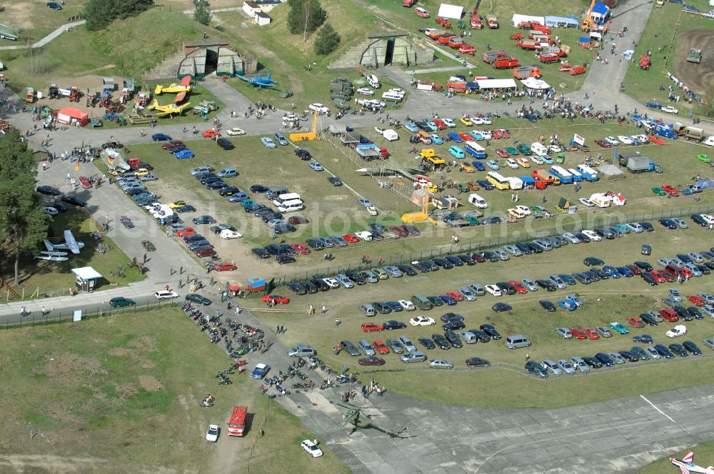 Aerial image Finow - Ostfahrzeugtreffen von Awo - Zt auf dem Flugplatz Finow / Eberswalde