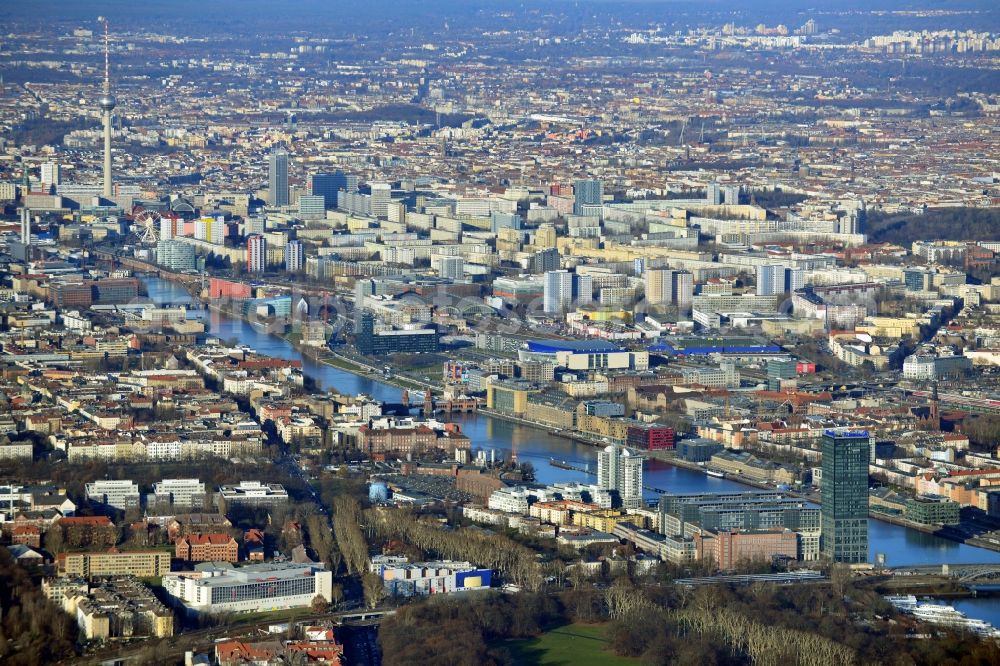 Berlin OT Friedrichshain from the bird's eye view: View of the Osthafen in the district of Friedrichshain in Berlin