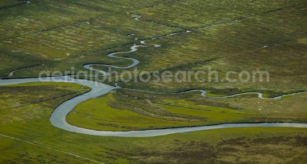 Aerial image Norderney - Ostheller- landscape and salt marshes in the Wadden Sea prils Norderney island as part of the East Frisian Islands in the North Sea in Lower Saxony