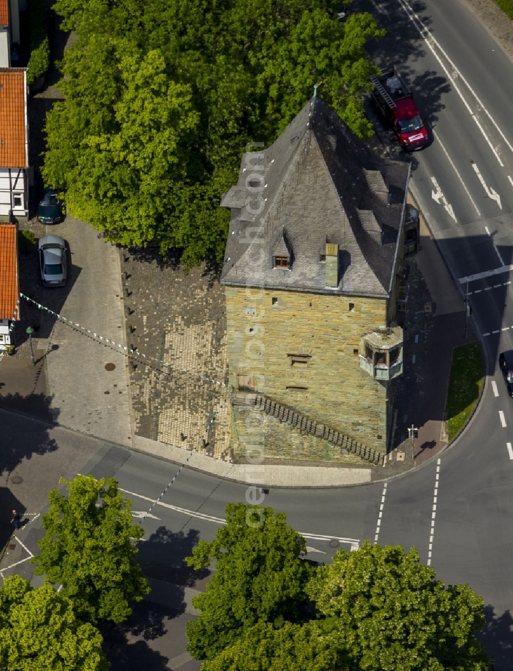 Aerial image Soest - Osthofentor at the old city walls in the center of the old town in Soest in North Rhine-Westphalia